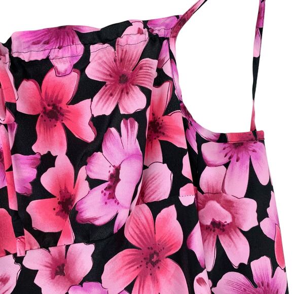 Vintage jr-s.com Dress Pink Black Floral 90s Y2K Women's 9 10 - Picture 8 of 12